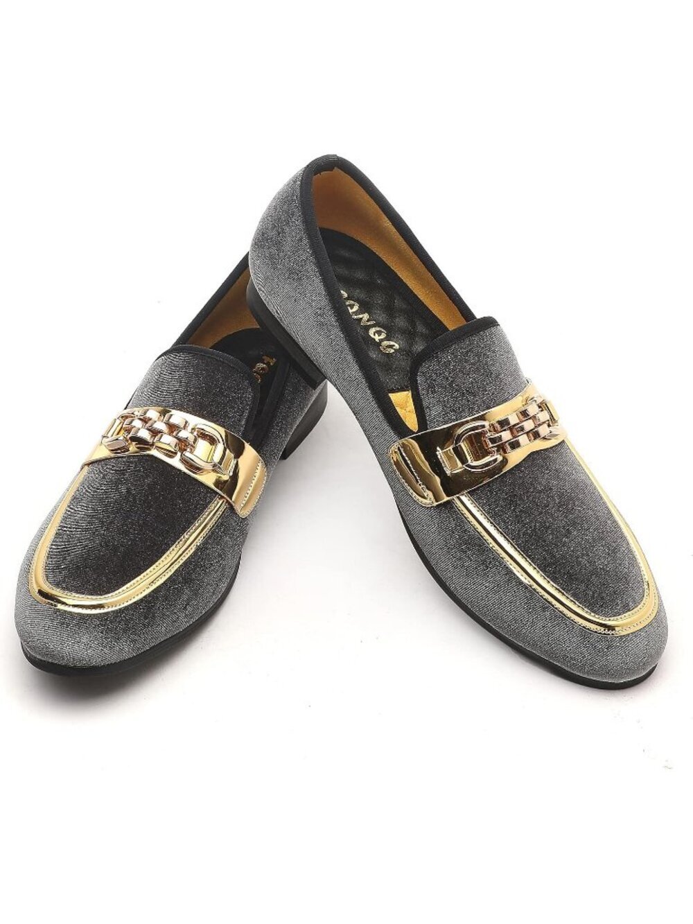 FQEQNQG Men's Grey Velvet Loafers Penny Slip On Smoking Luxury Wedding Shoes